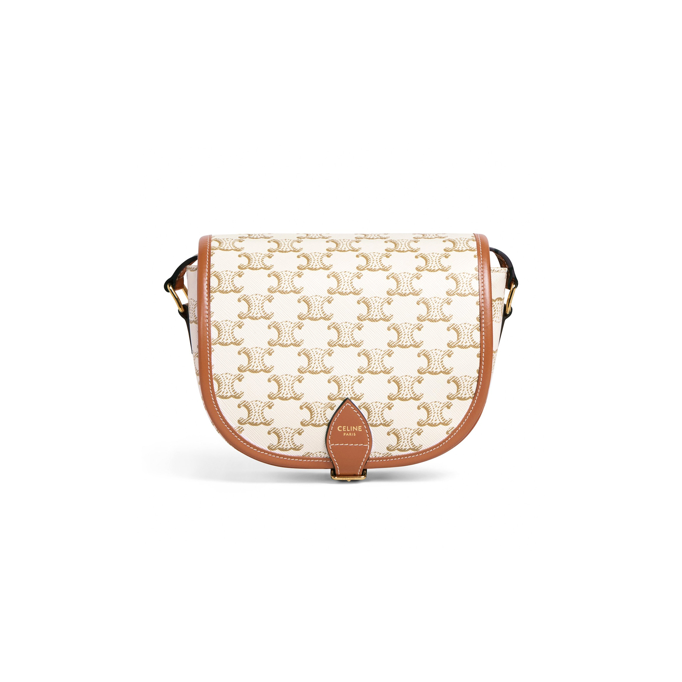 CELINE MEDIUM FOLCO BAG IN TRIOMPHE CANVAS AND CALFSKIN 191502BZJ.01BC (18*17*6.5cm)